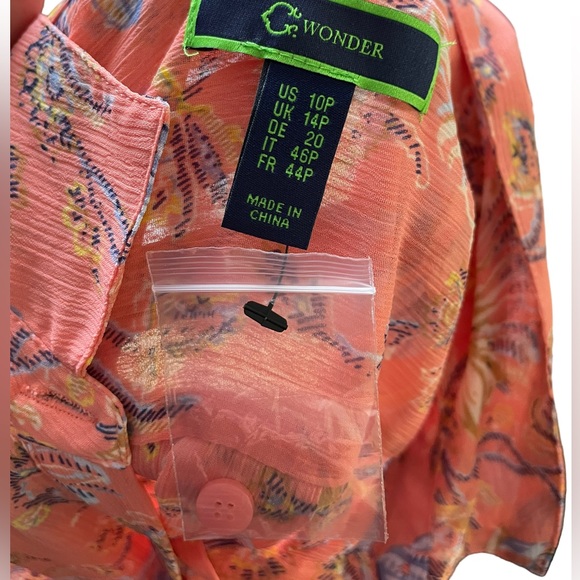 C Wonder Pink Eclectic Cottagecore Artsy Long Sleeve Button Up Duster Tunic Top - Picture 5 of 6